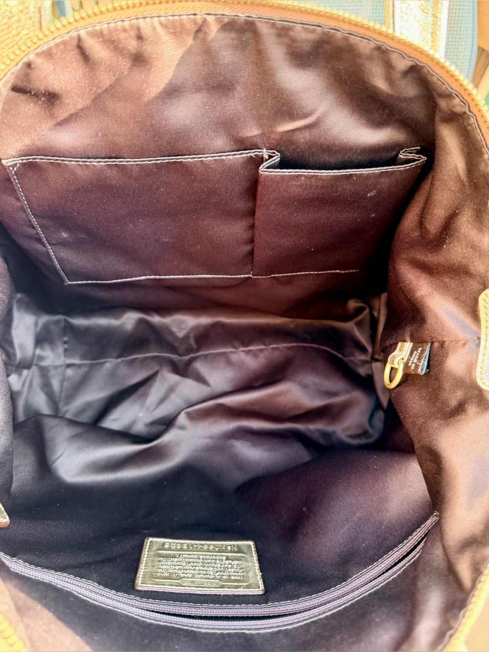 COACH Poppy Glam Tote in Metallic Gold Monogram Jacquard Pattern. - Picture 5 of 13